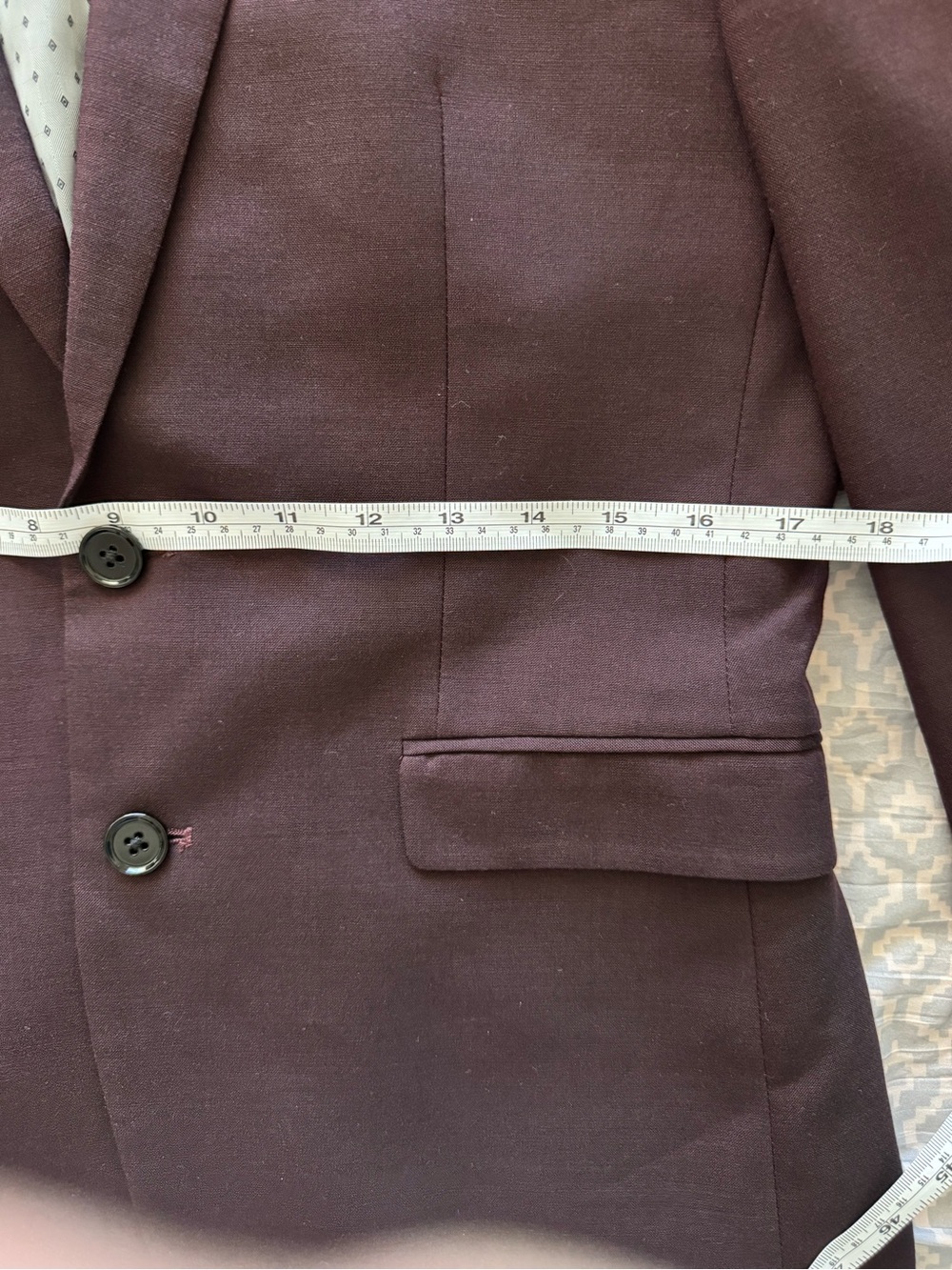 Express Men's Burgundy
Two-Button Wool Blend Jacket - Slim Size 36S x36C - Picture 11 of 14